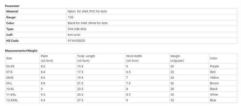 Breathable and Antiskid PVC Dots Coated Nylon Safety Work Gloves