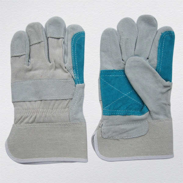 Cow Split Leather Double Palm Working Gloves for Construction CE Certified