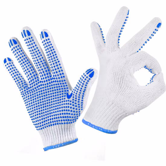 Guanti lavorati a maglia in cotone punteggiato/puntini in PVC, guanti da lavoro/guanti da lavoro all'ingrosso in Cina